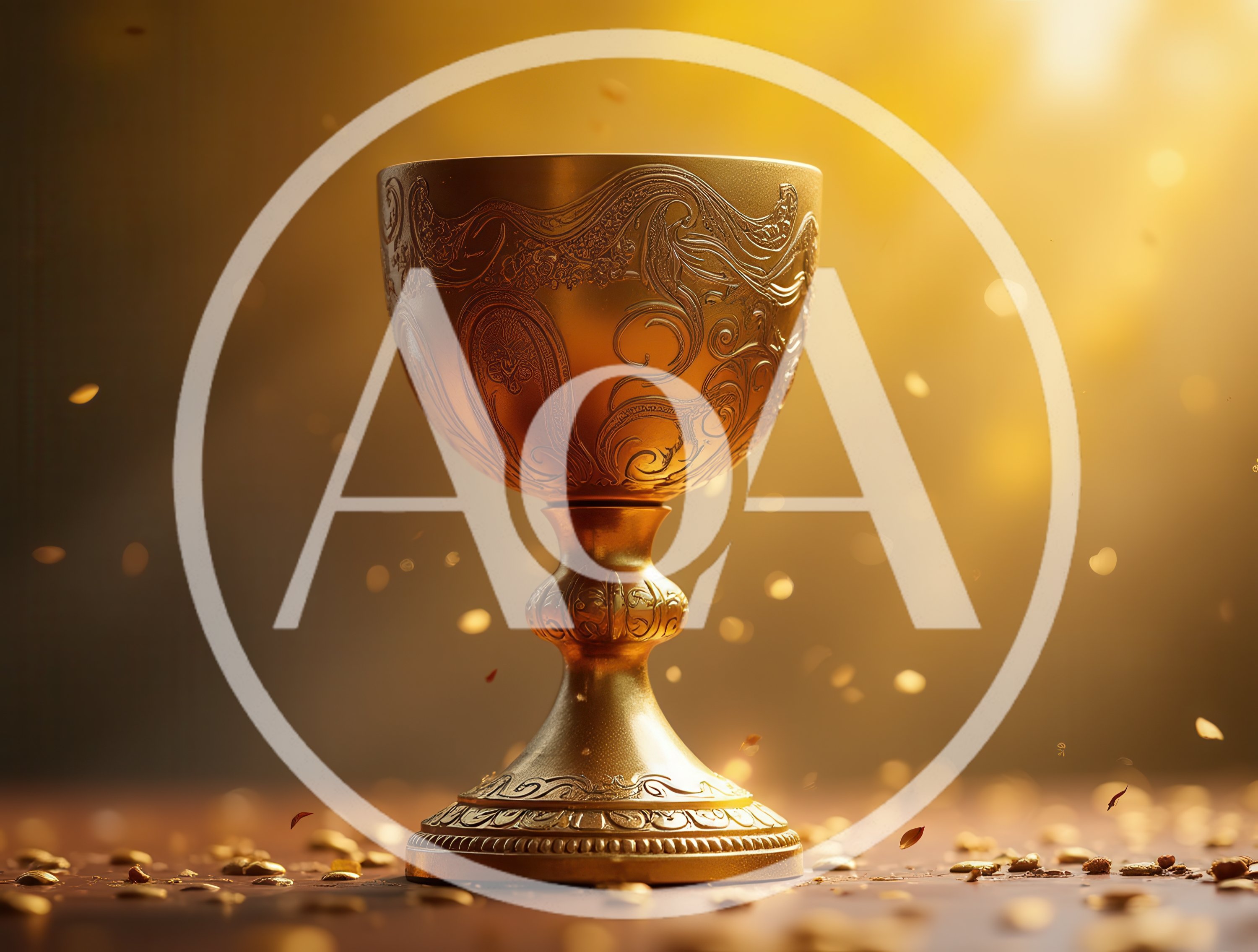 Ornate Golden Chalice On A Reflective Surface