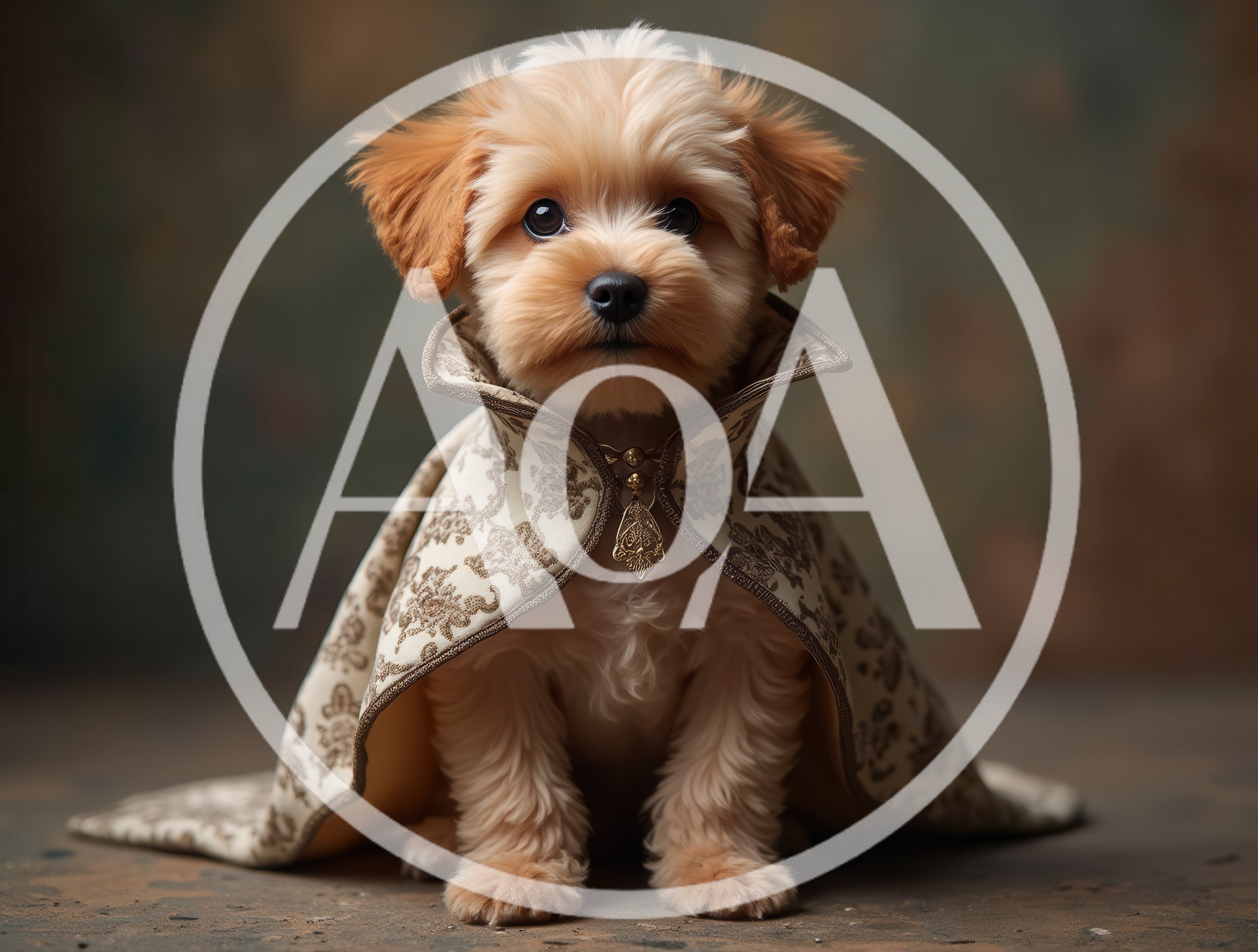 Adorable Puppy Wearing An Ornate Vintage Style Cape