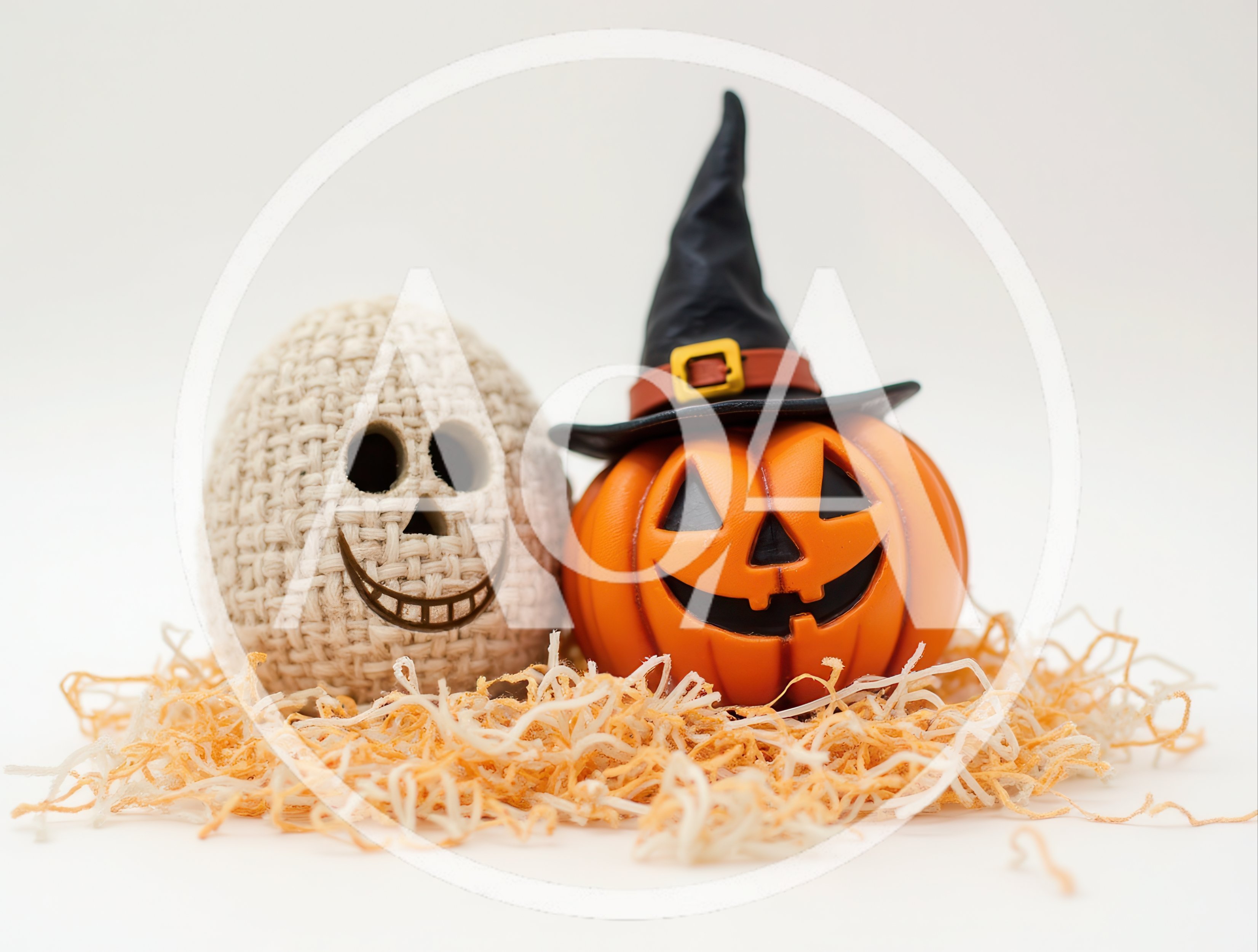 Halloween Decorations Featuring A Skull And Jack O Lantern