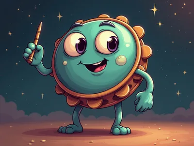 Cartoon Character Holding A Pencil In Space