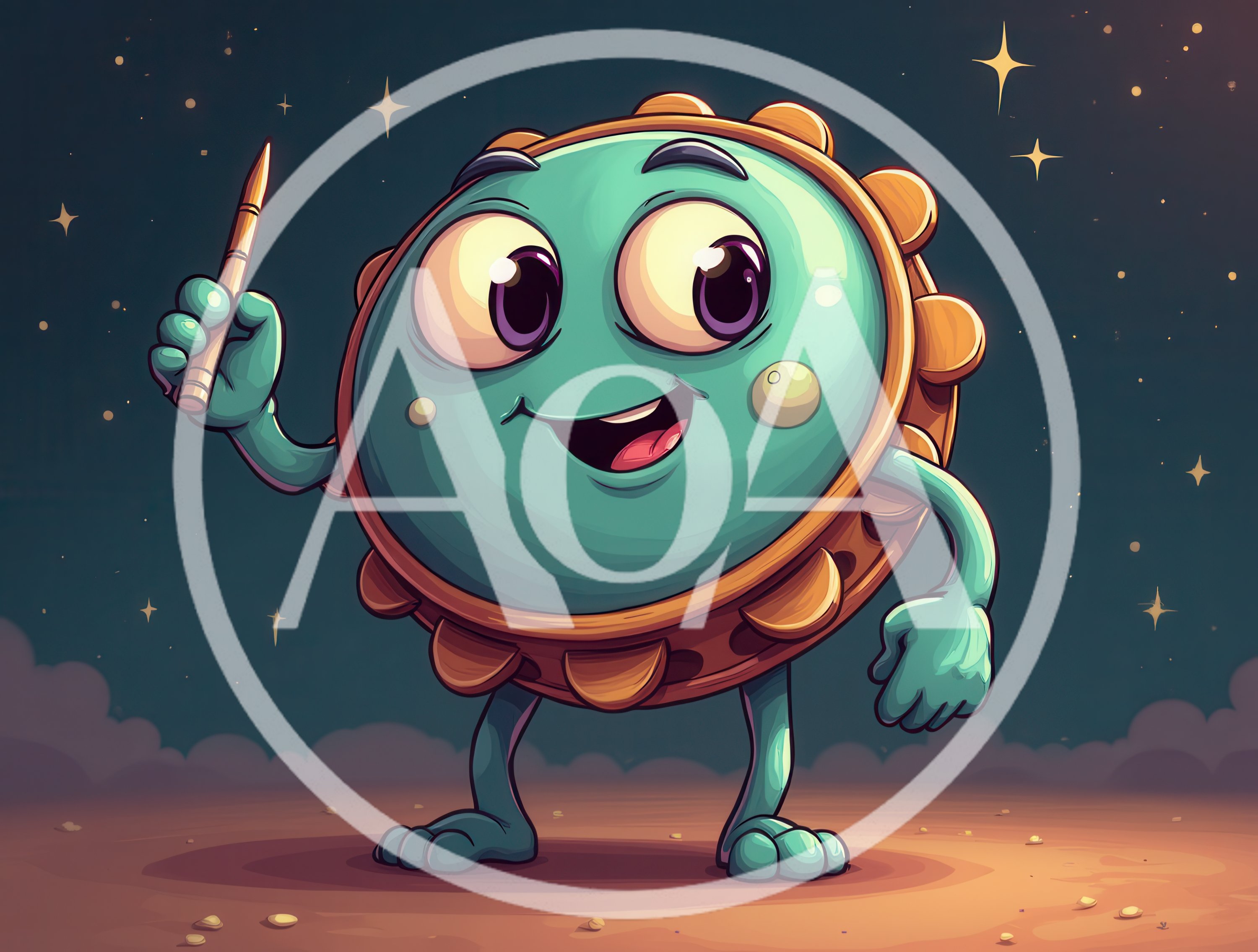 Cartoon Character Holding A Pencil In Space