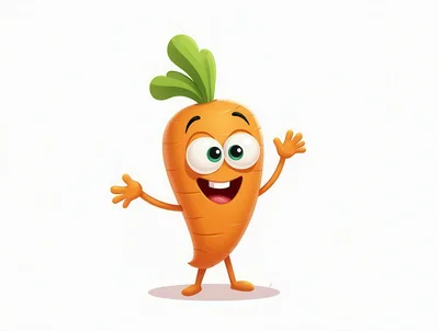Happy Cartoon Carrot Character Waving Hello