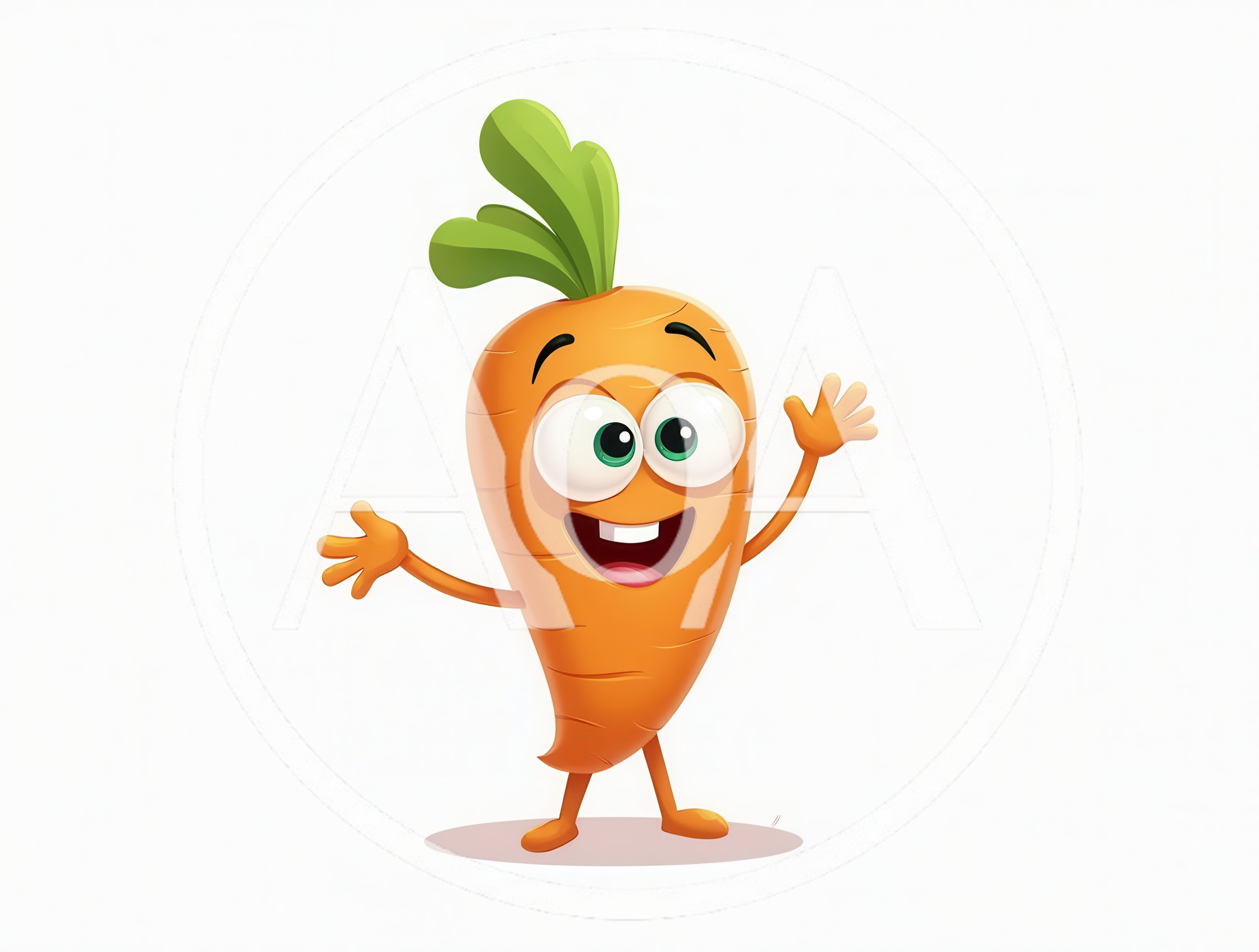 Happy Cartoon Carrot Character Waving Hello