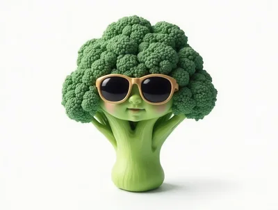 Cute Broccoli Character Wearing Sunglasses