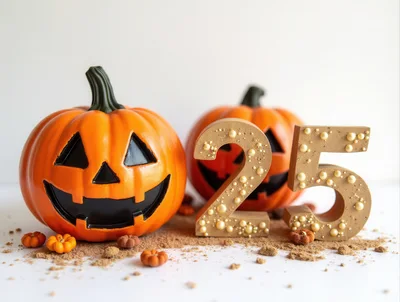 Halloween Jack O Lanterns With Number Twenty Five