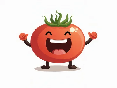 Happy Cartoon Tomato Character With Cheerful Expression