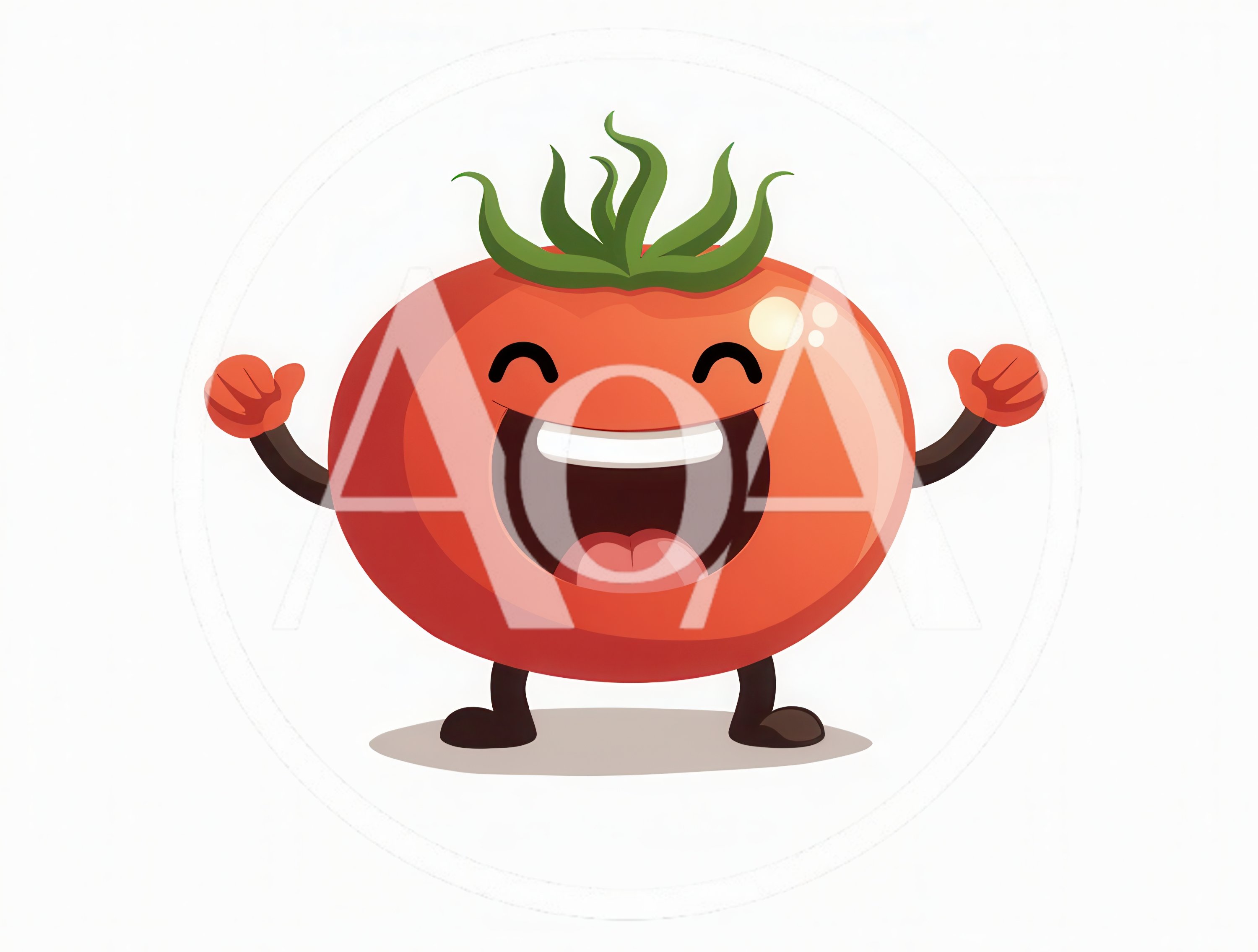 Happy Cartoon Tomato Character With Cheerful Expression