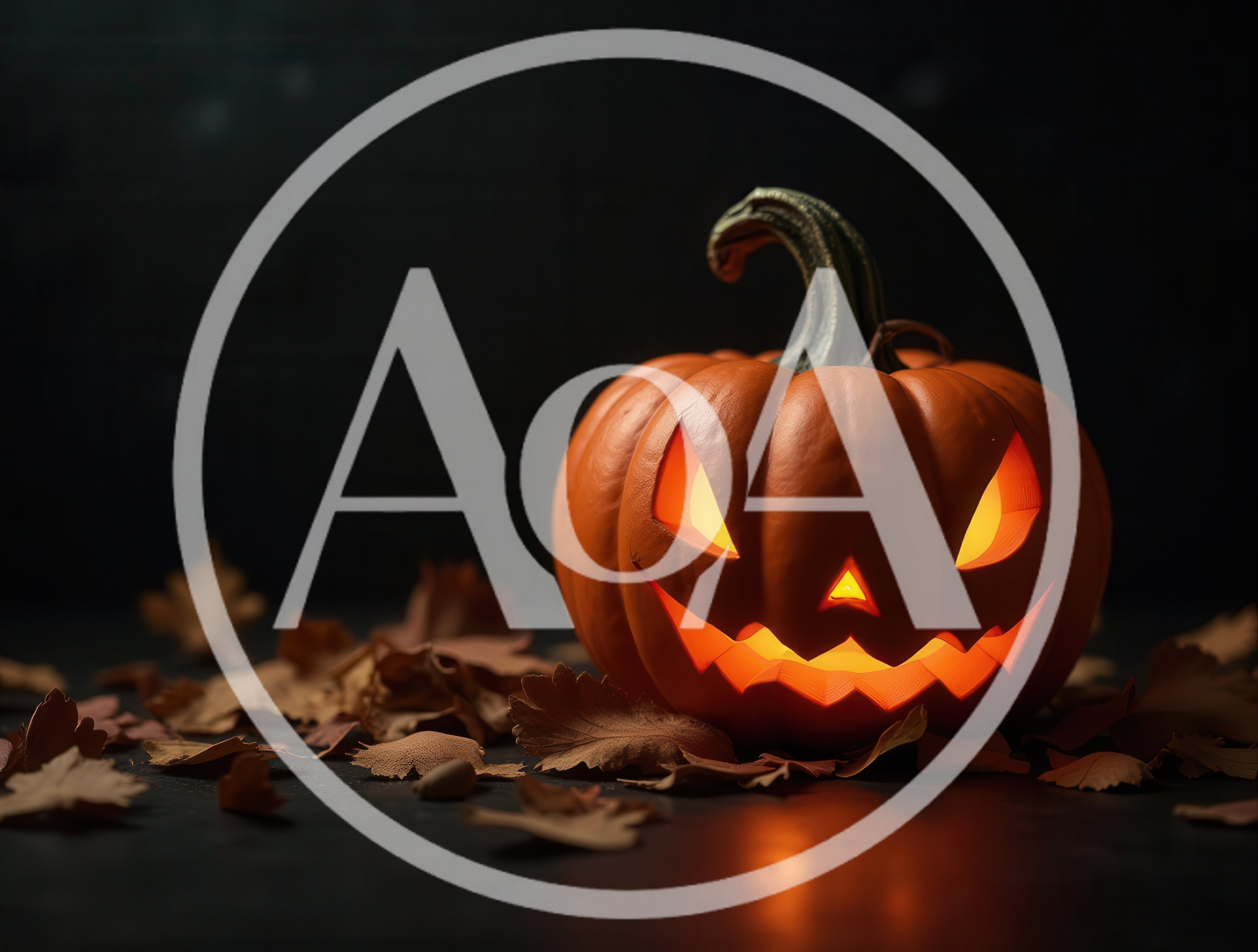 Glowing Jack O Lantern Pumpkin With Autumn Leaves