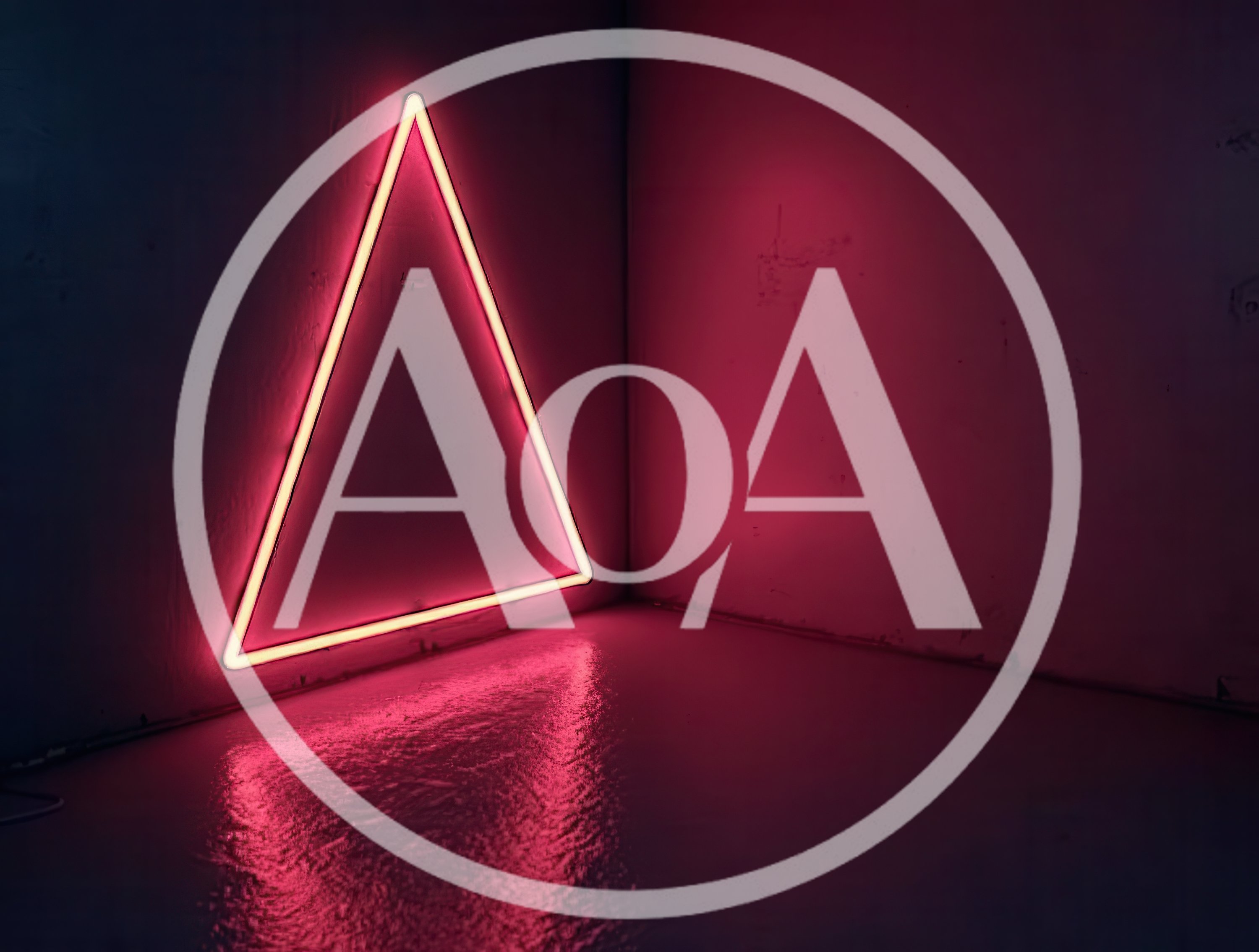 Neon Triangle Light Glowing In A Dark Corner