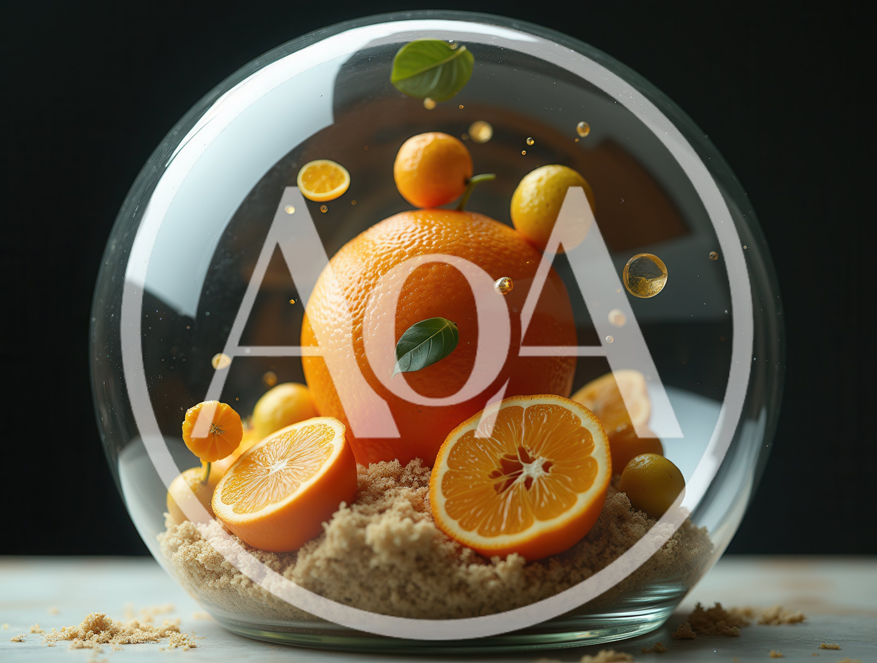 Oranges Inside A Glass Sphere Terrarium
