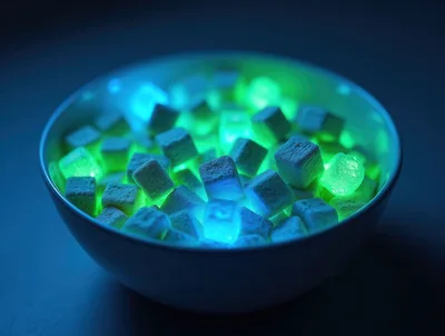 Glowing Sugar Cubes in a White Bowl