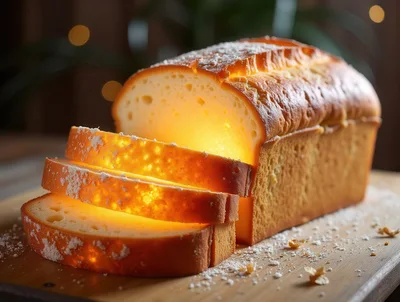 Glowing Sliced Loaf Of Freshly Baked Bread
