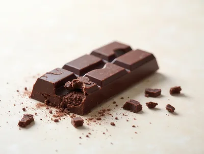 Broken Dark Chocolate Bar With Cocoa Powder