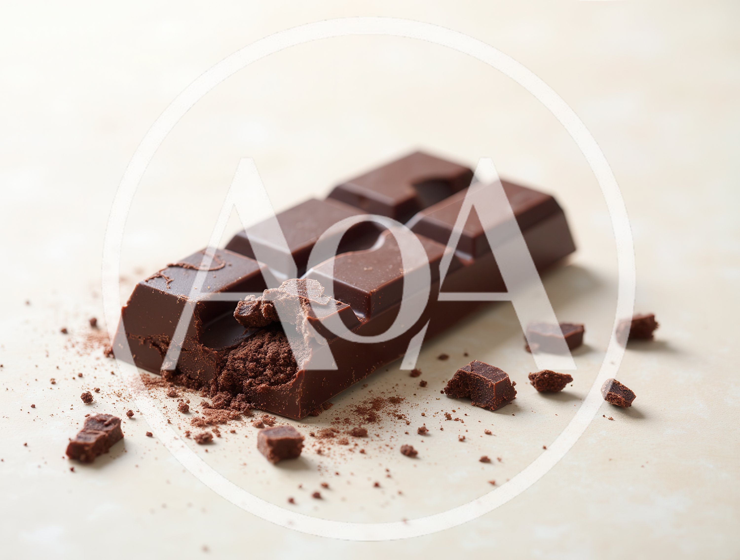 Broken Dark Chocolate Bar With Cocoa Powder