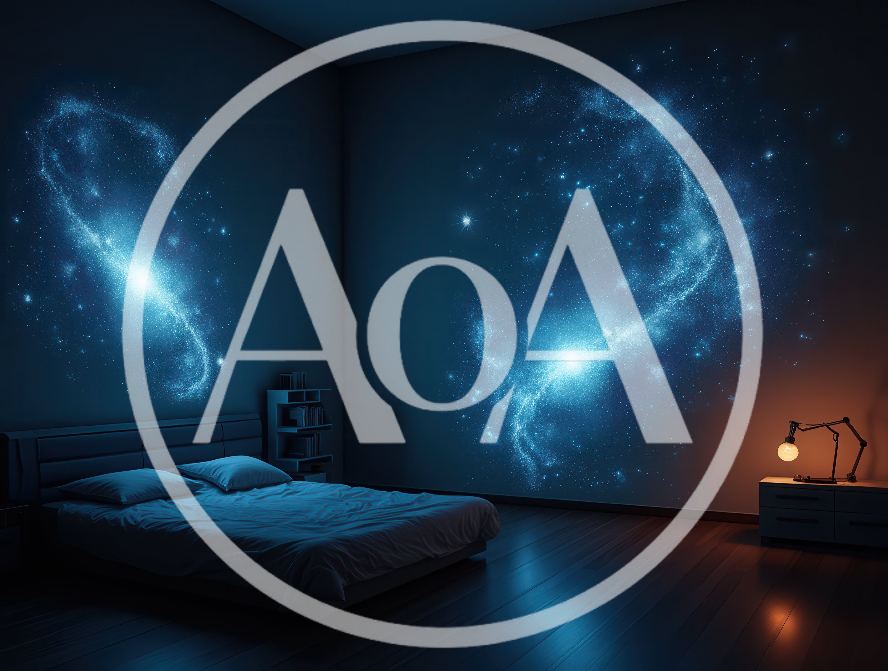 Bedroom Interior With Glowing Nebula Wall Art