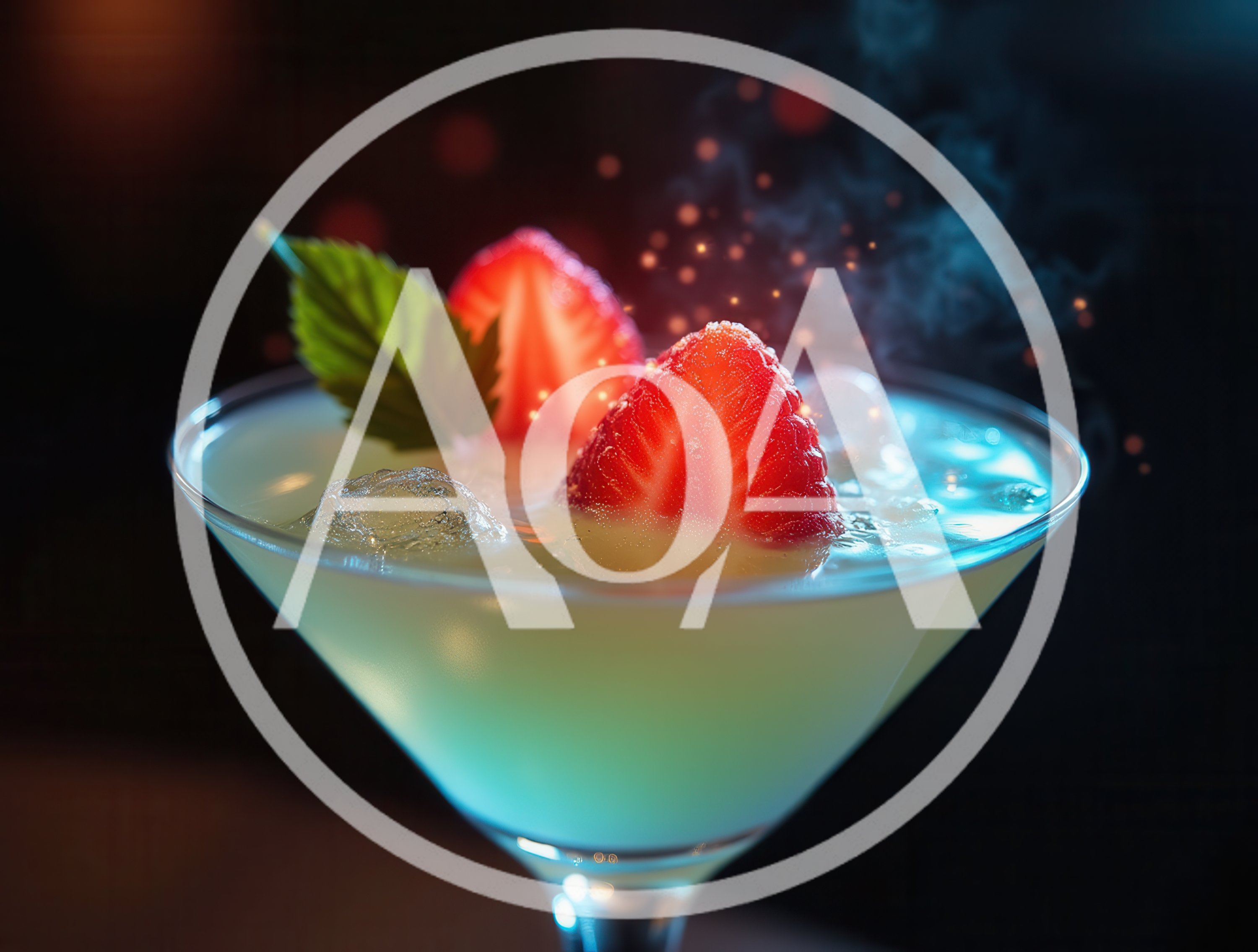 Strawberry Garnished Cocktail in a Martini Glass