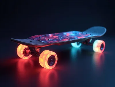 Glowing LED Skateboard With Neon Wheels