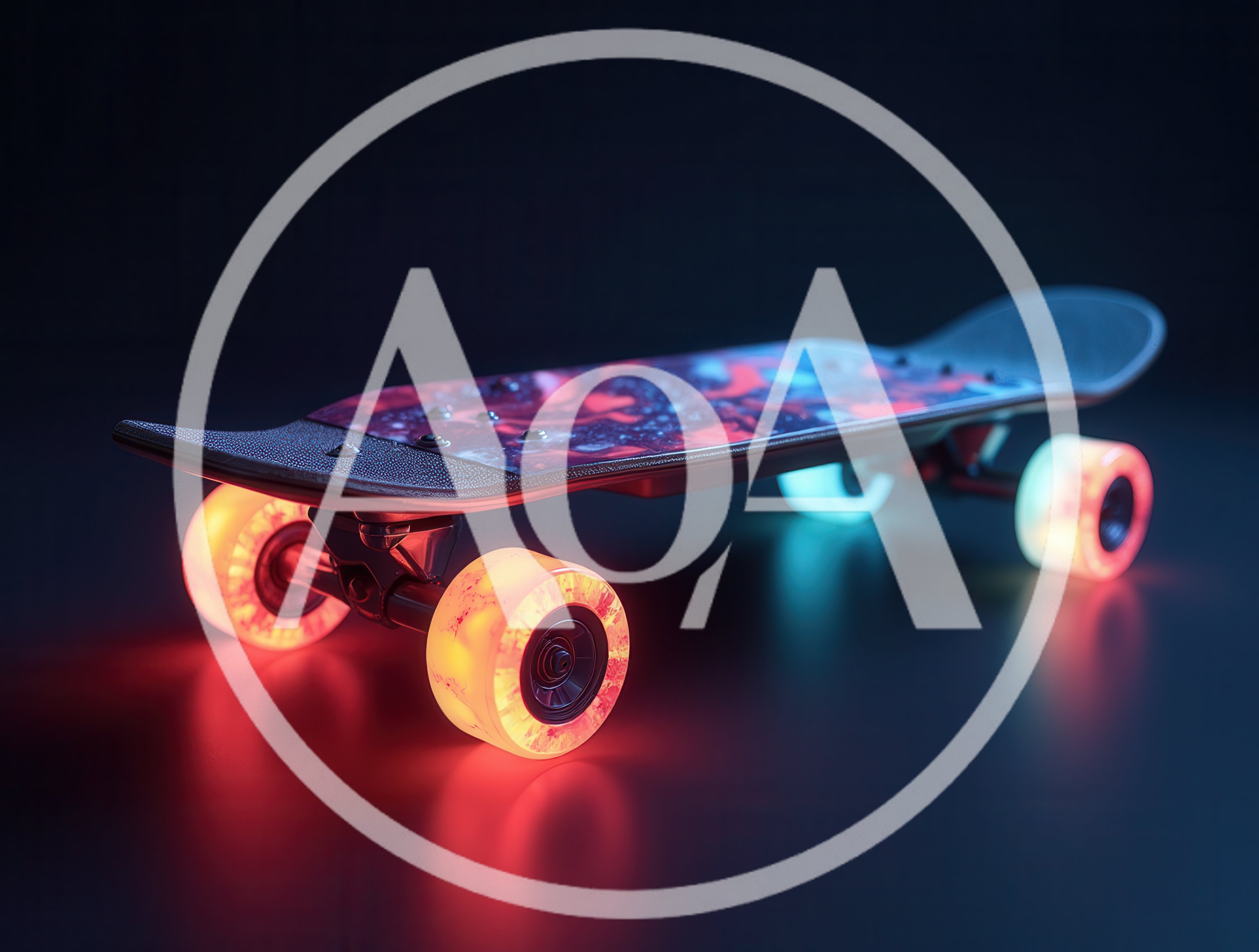 Glowing LED Skateboard With Neon Wheels