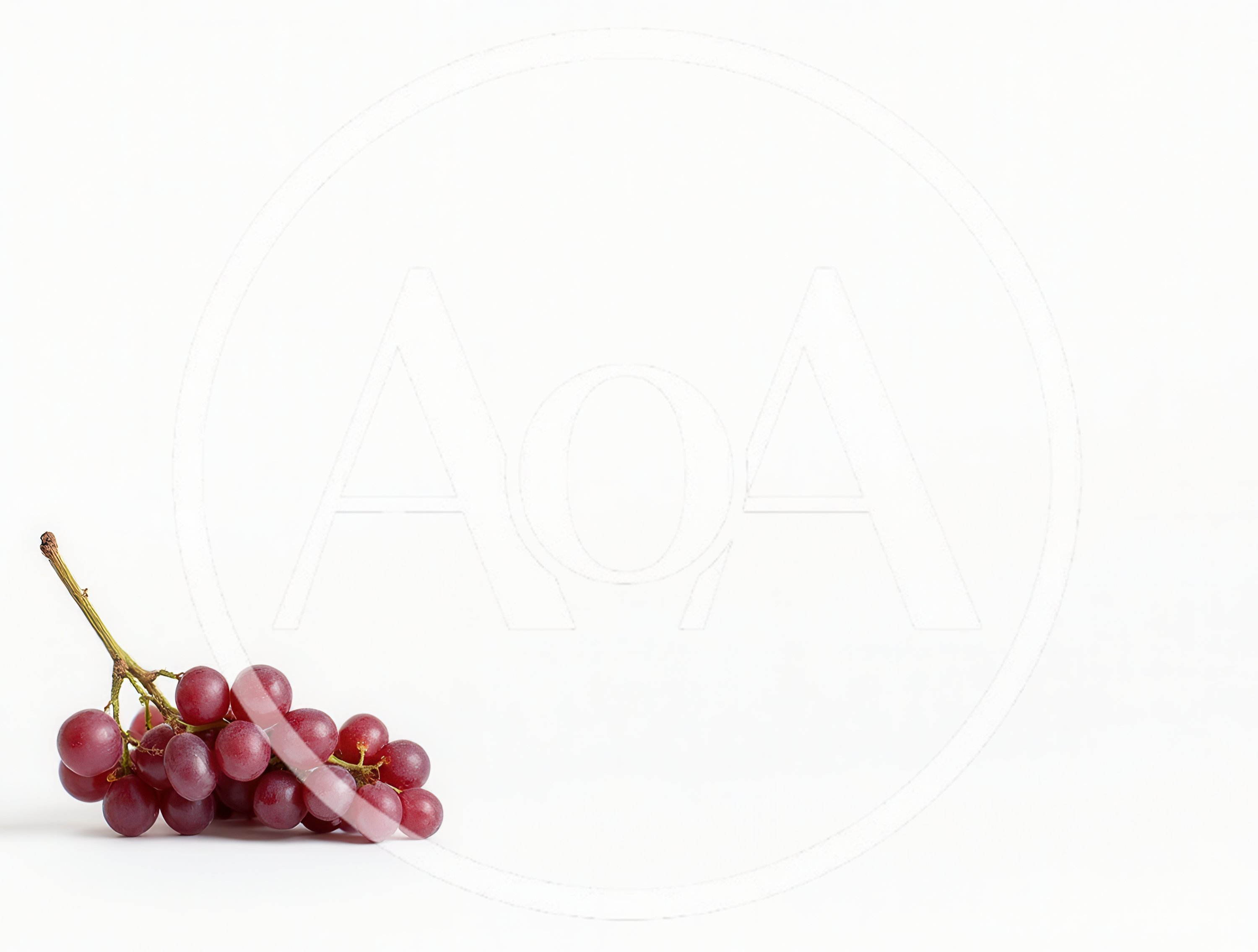 Fresh Red Grapes Cluster on White Background