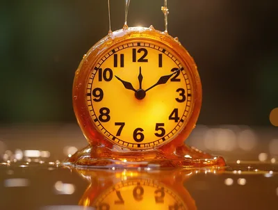 Clock Melting In Thick Golden Honey