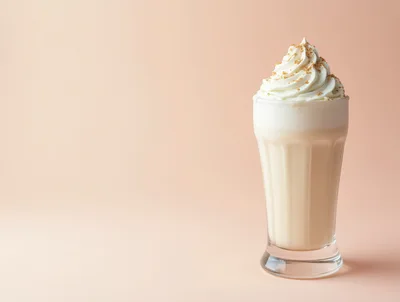 Creamy Vanilla Milkshake In A Tall Glass