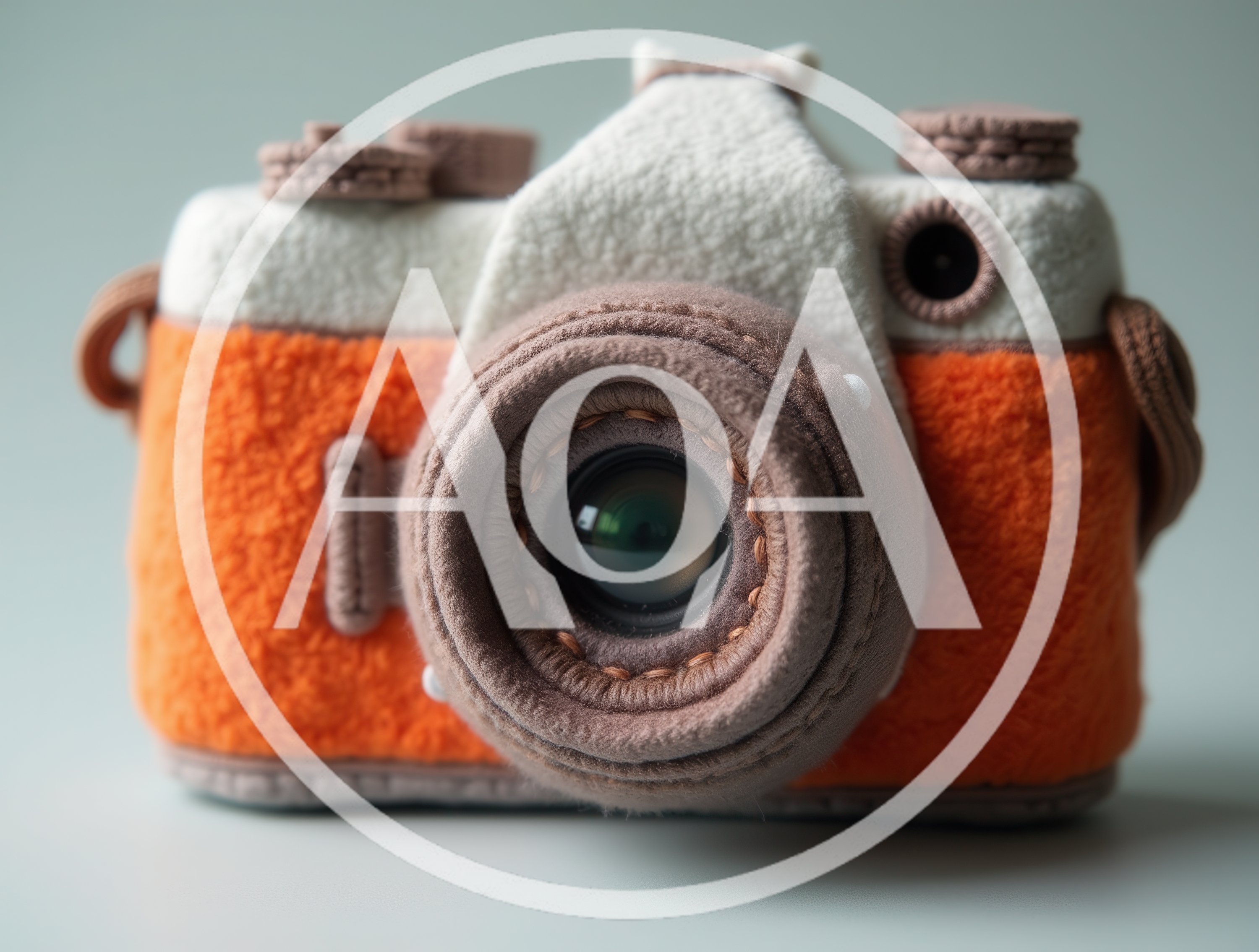 Plush Fabric Toy Camera With Orange And White Texture
