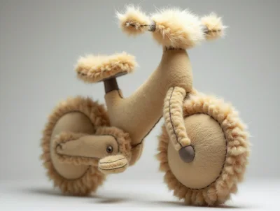Plush Furry Toy Bicycle On White Background
