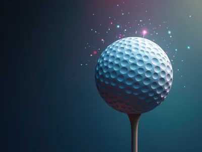 Golf Ball On Tee With Magical Sparkles
