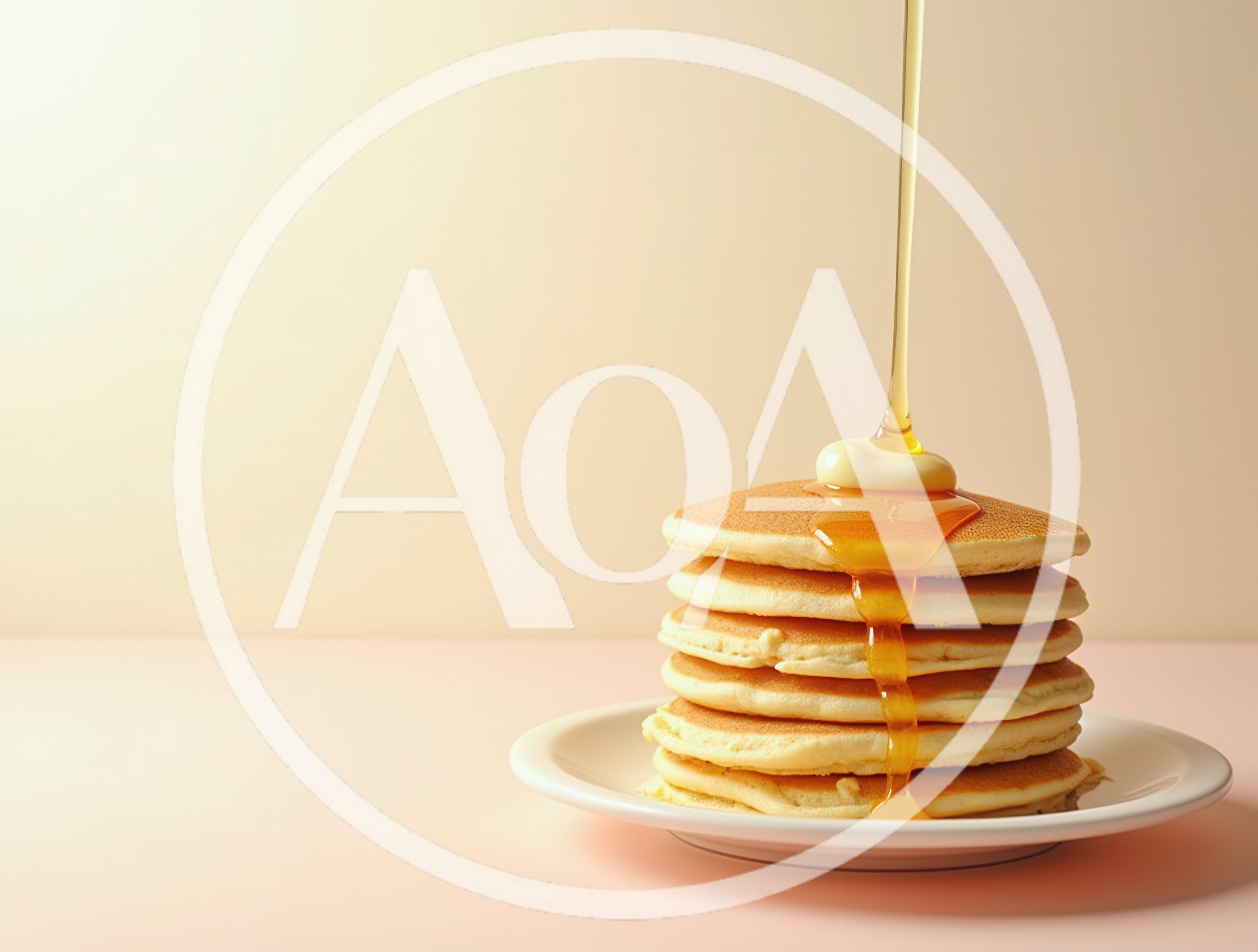 Golden Syrup Pouring Over A Stack Of Fluffy Pancakes