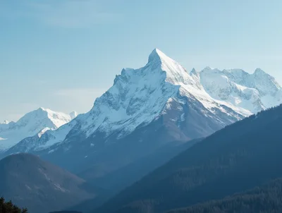 Majestic Snow Covered Mountain Peak In British Columbia