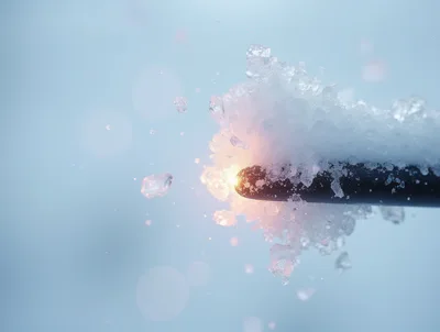 Glowing Hot Metal Rod Melting Through Snow