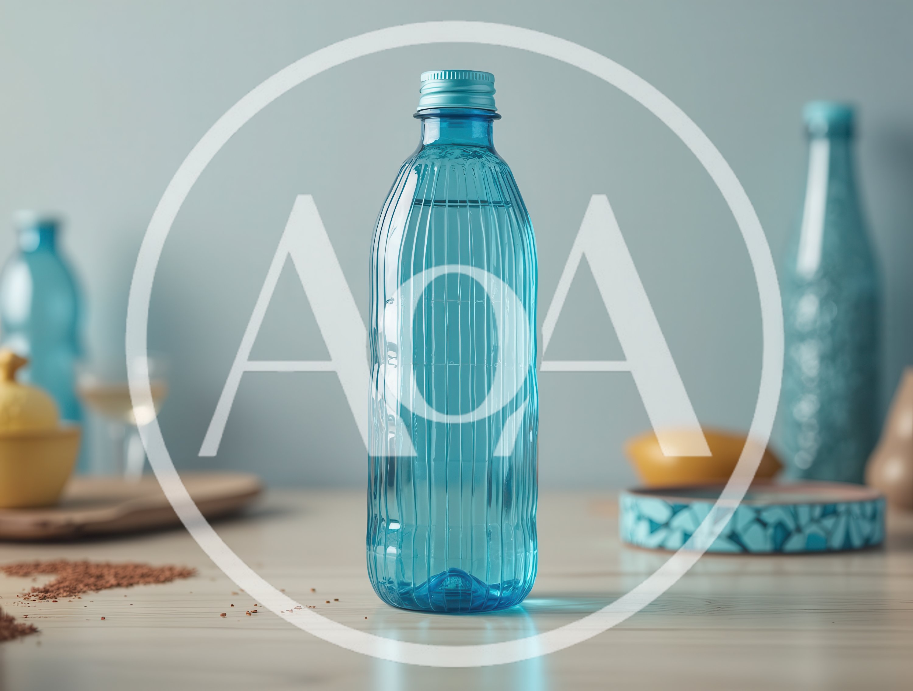 Blue Plastic Water Bottle on Wooden Table