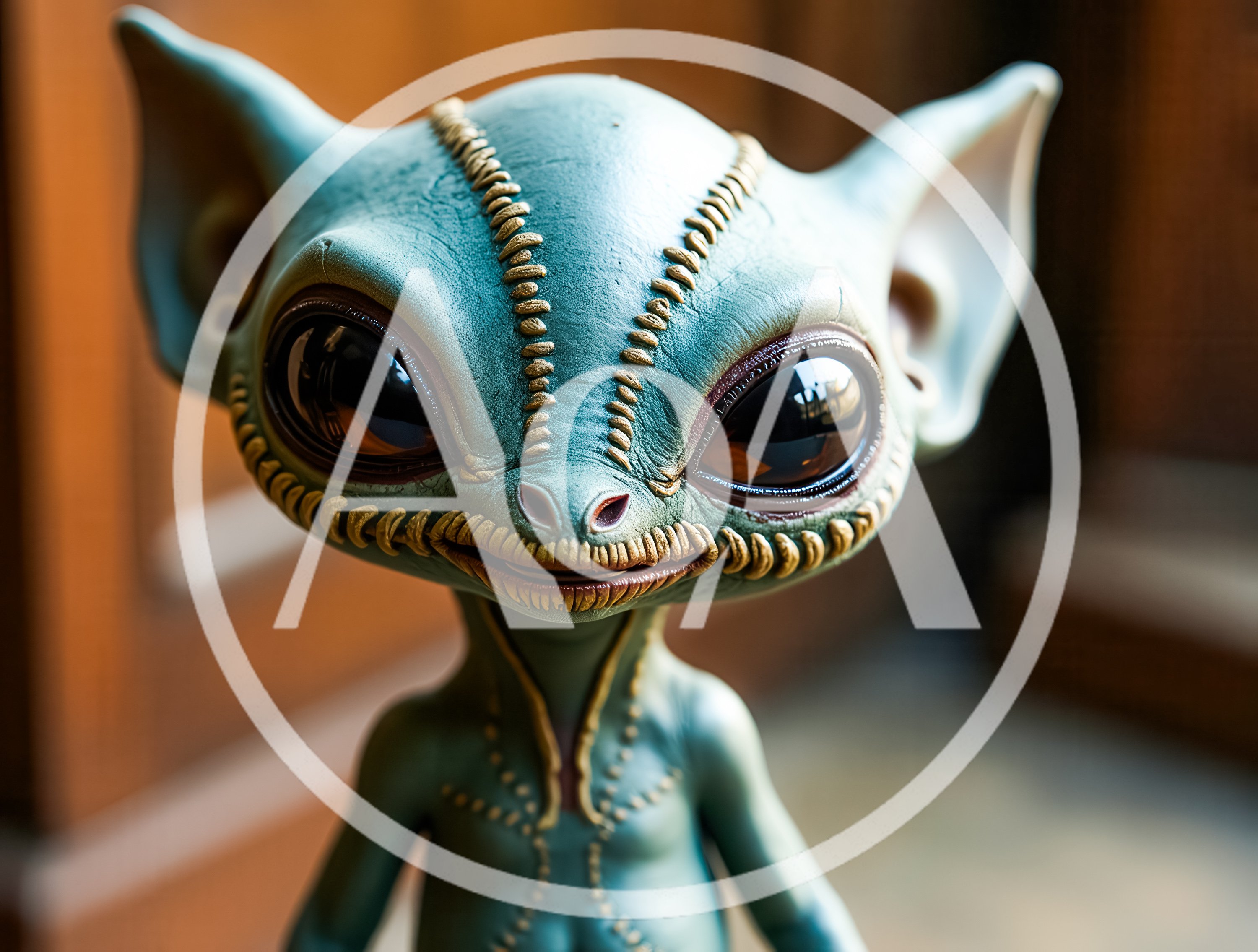 Close Up Portrait Of A Stitched Alien Creature