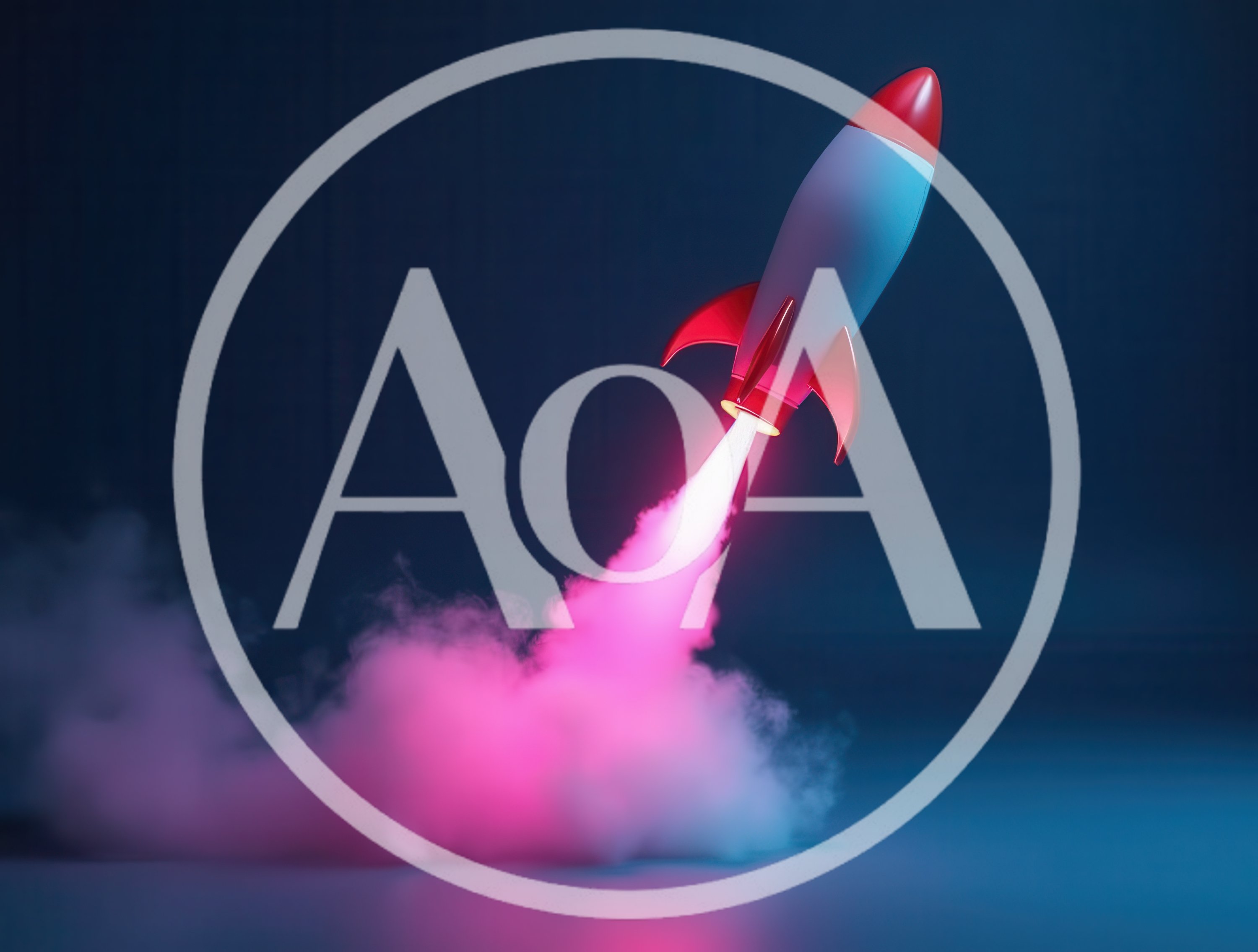 3D Rendered Rocket Launching With Pink Smoke