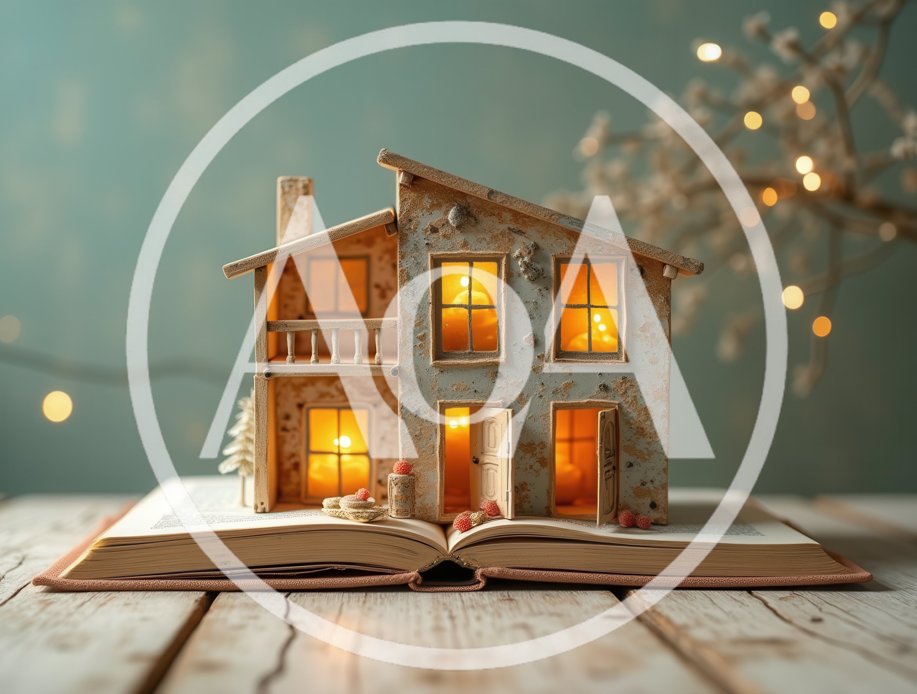 Miniature House Model Sitting On An Open Book