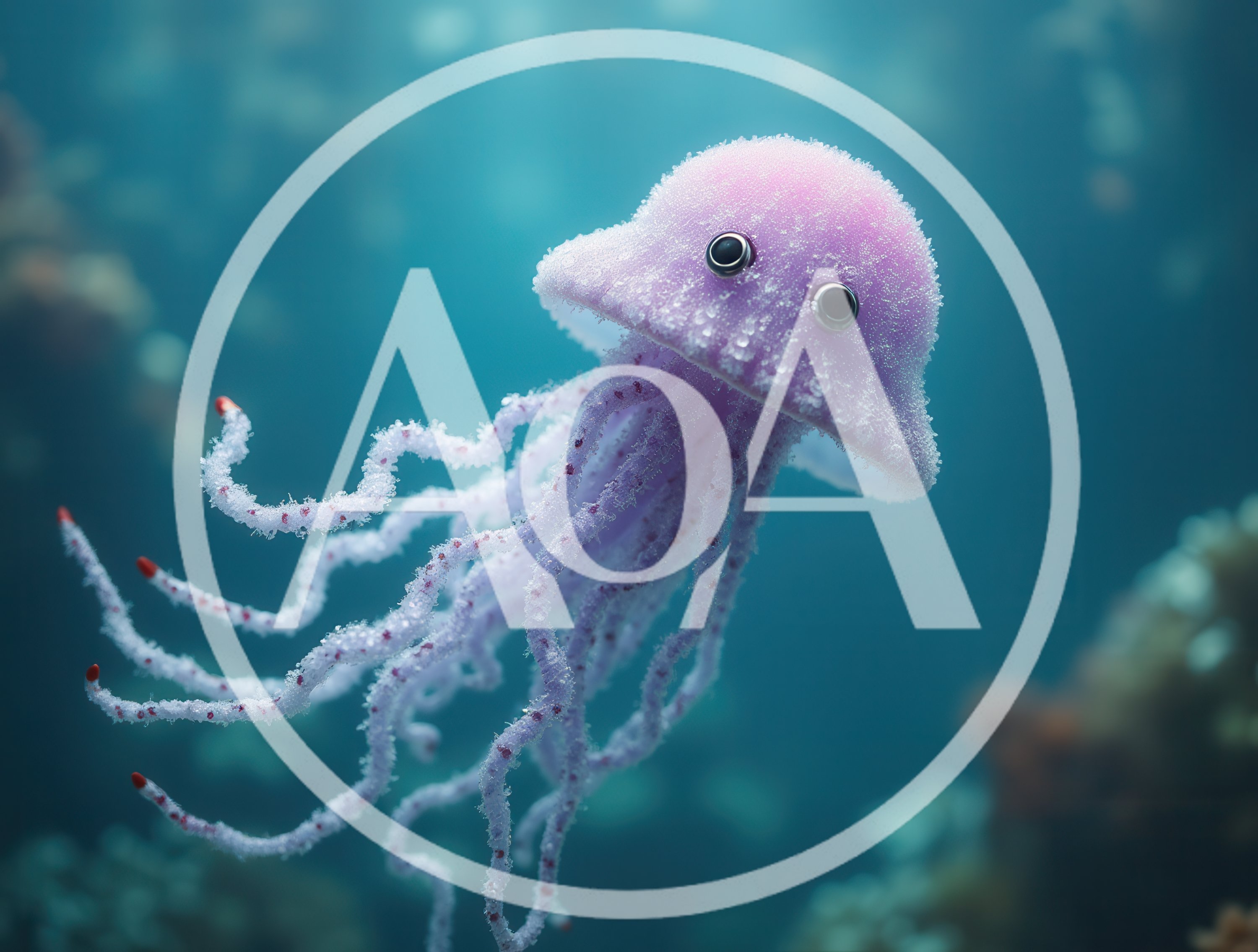 Cute Pink Jellyfish Swimming Underwater
