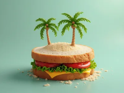 Sandwich Island With Palm Trees And Sand