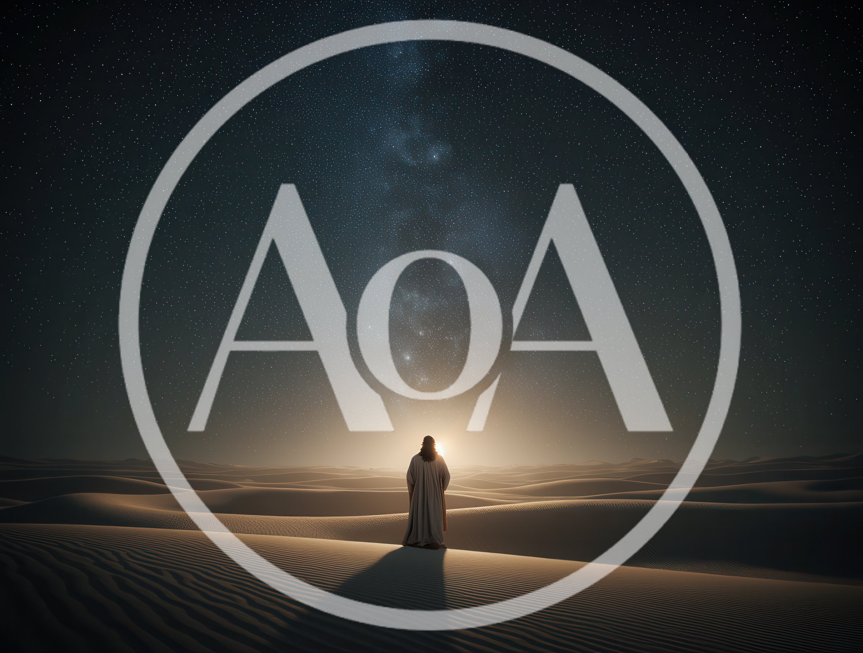 Lone Figure Standing In Vast Desert Under Milky Way