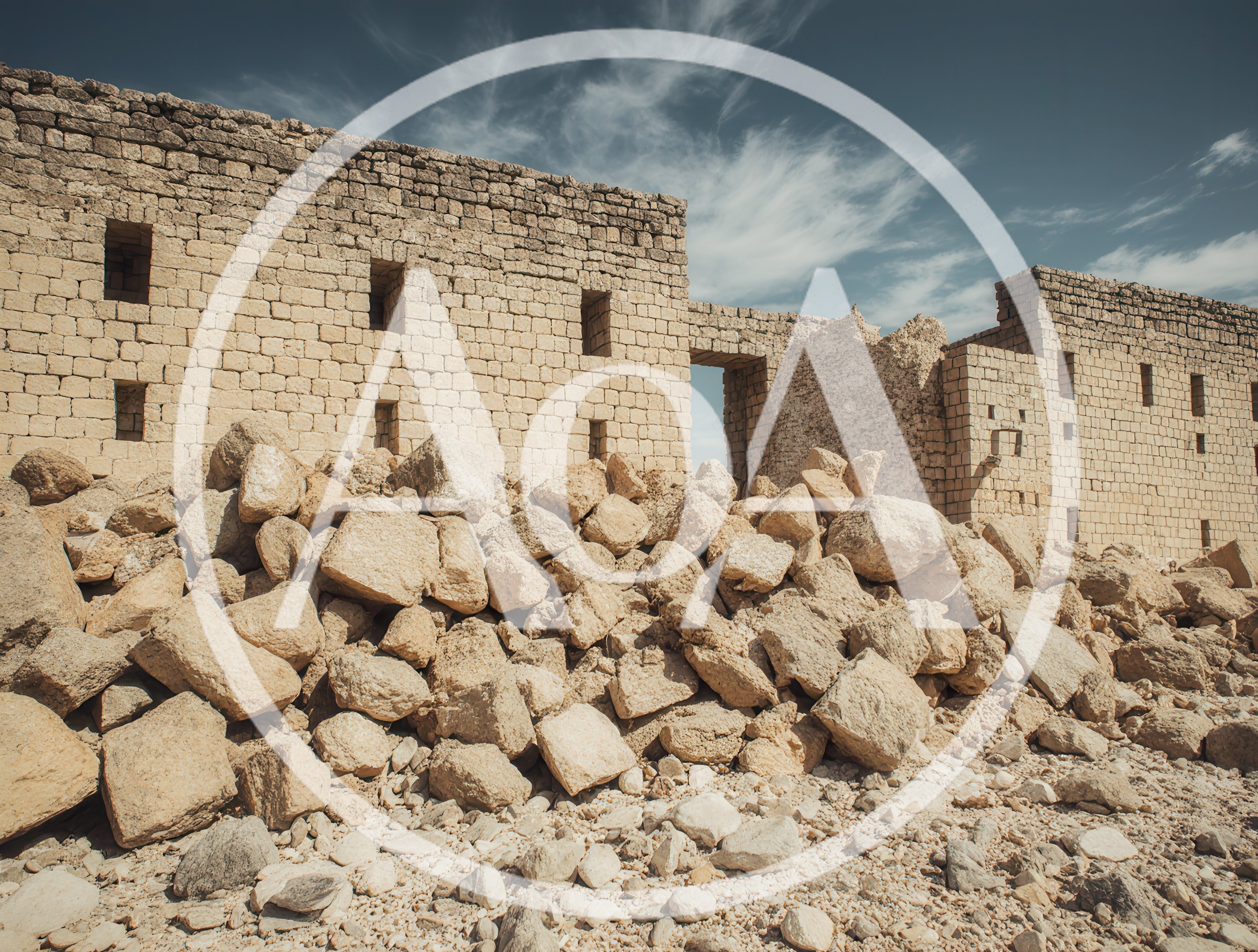 Ancient Stone Ruins With Pile Of Rubble