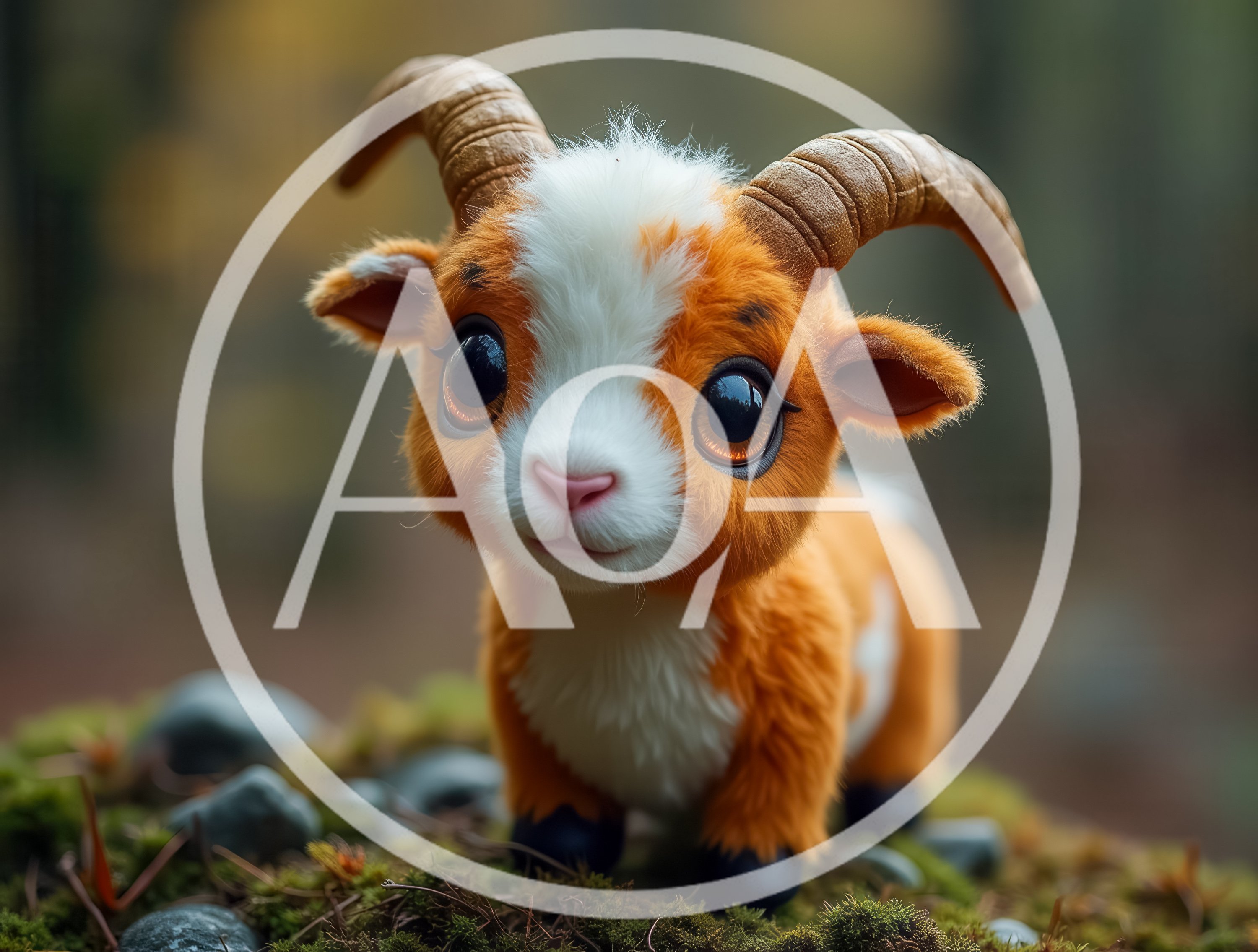 Adorable Baby Goat Standing On Mossy Forest Ground