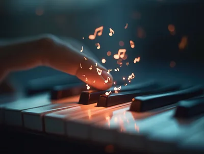 Close Up Of A Finger Playing Piano Keys