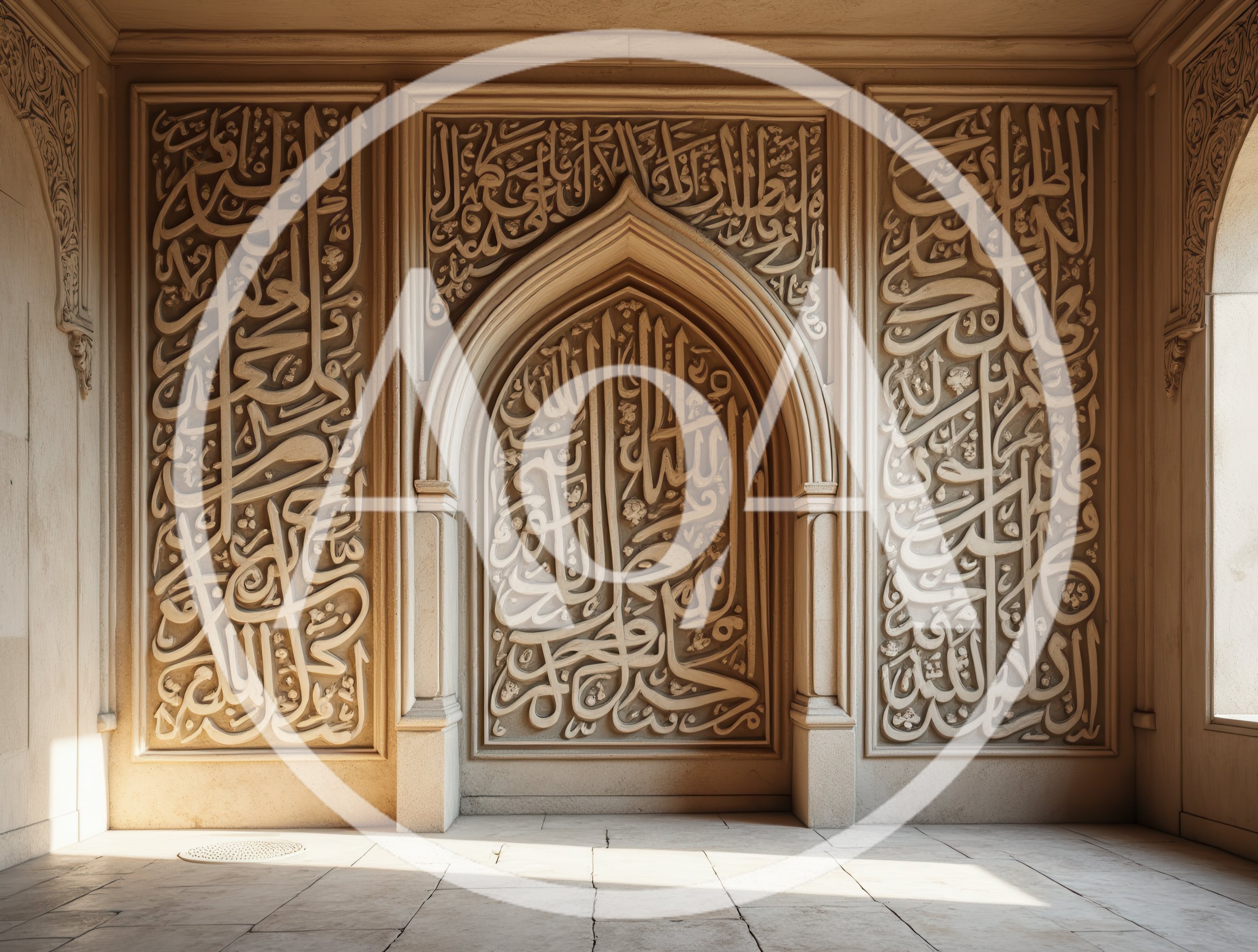 Intricate Islamic Calligraphy Carved Into Stone Wall