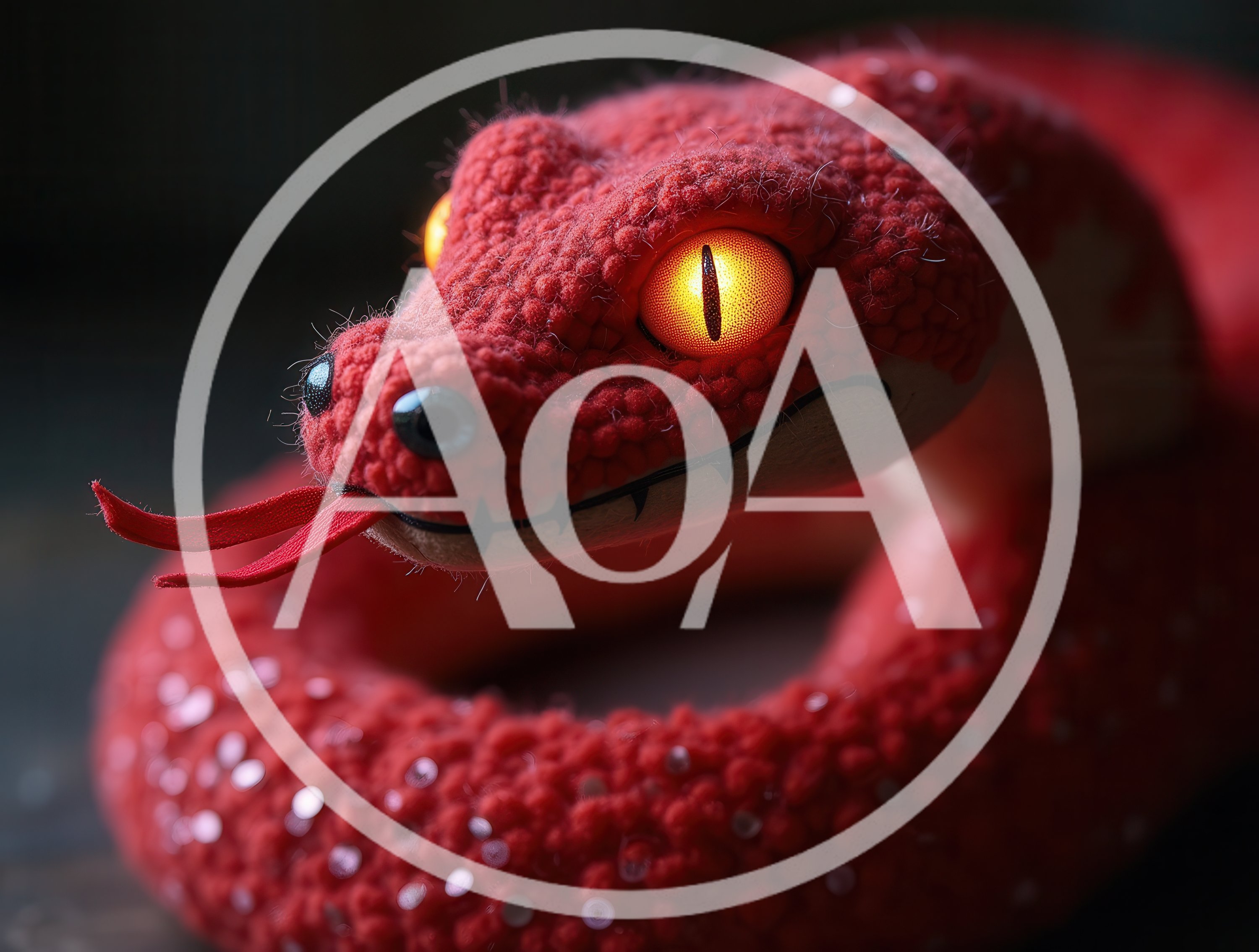Close Up Of A Red Knitted Toy Snake