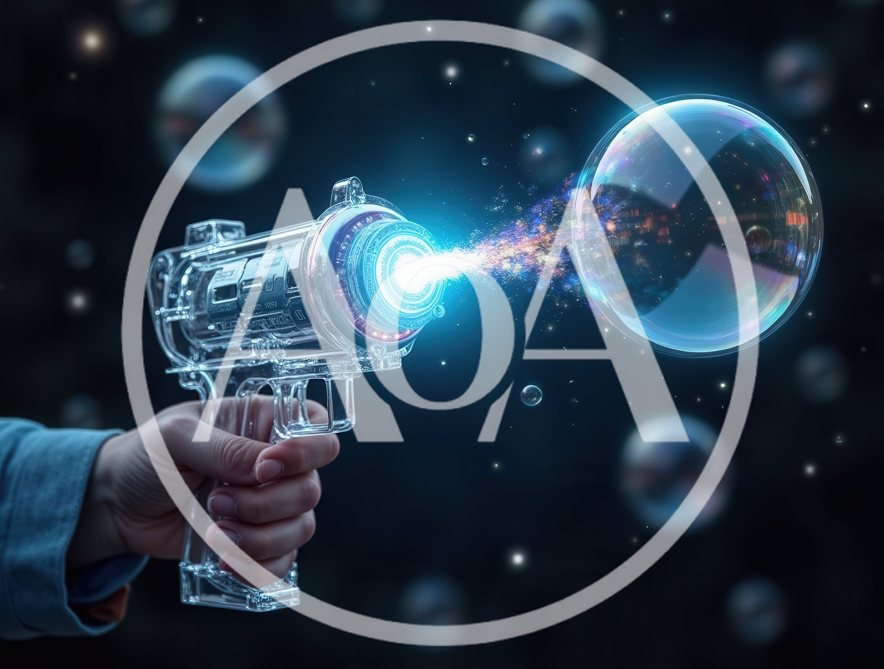 Futuristic Transparent Bubble Gun Shooting Glowing Bubbles