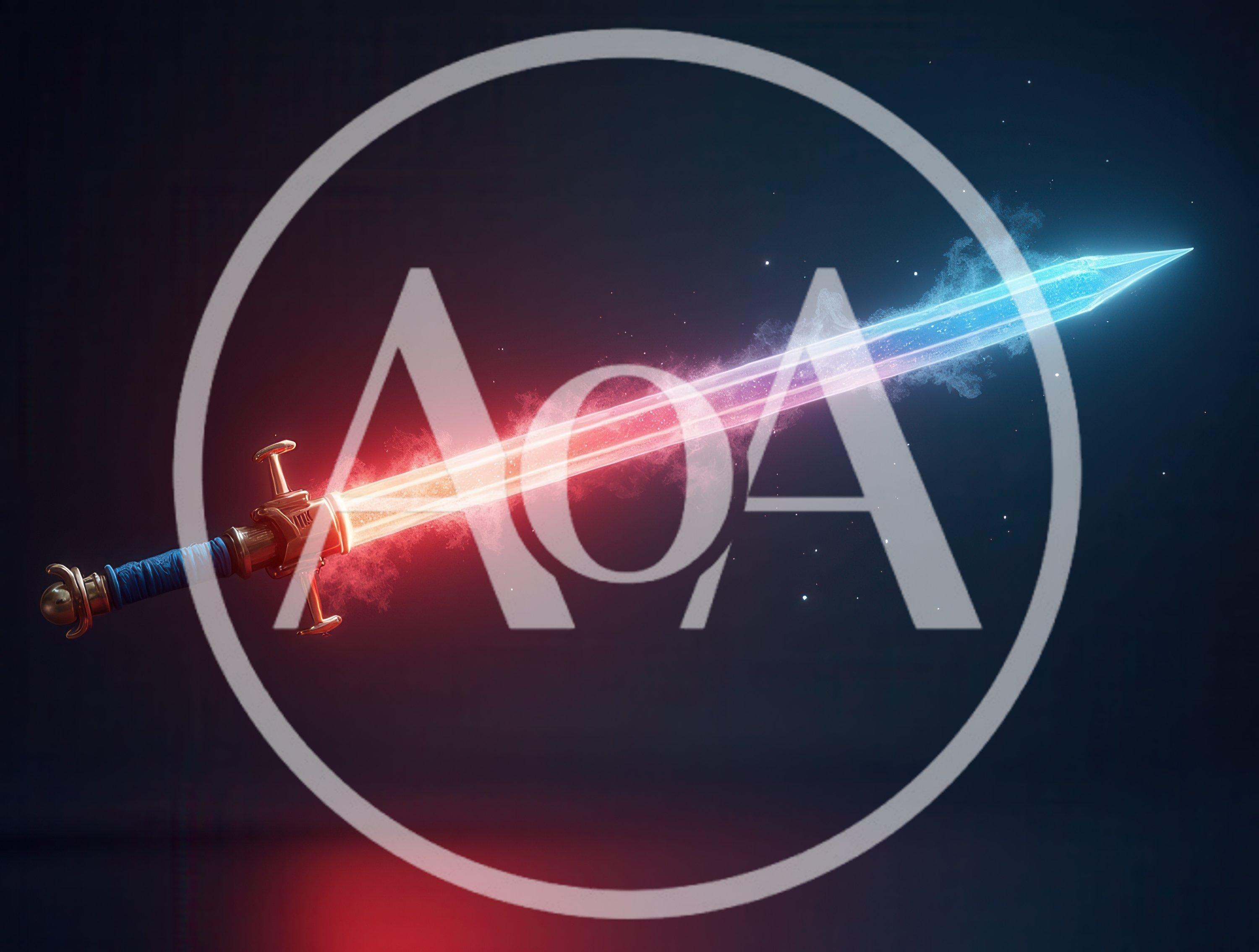 Magical Sword With Glowing Red And Blue Energy