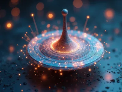 Abstract Spinning Top With Glowing Particle Effects
