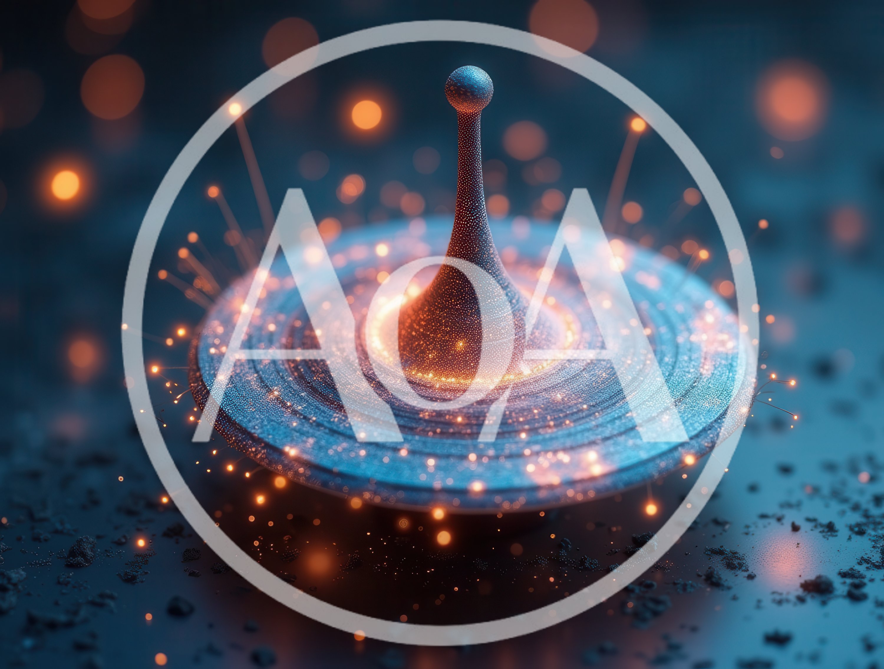 Abstract Spinning Top With Glowing Particle Effects