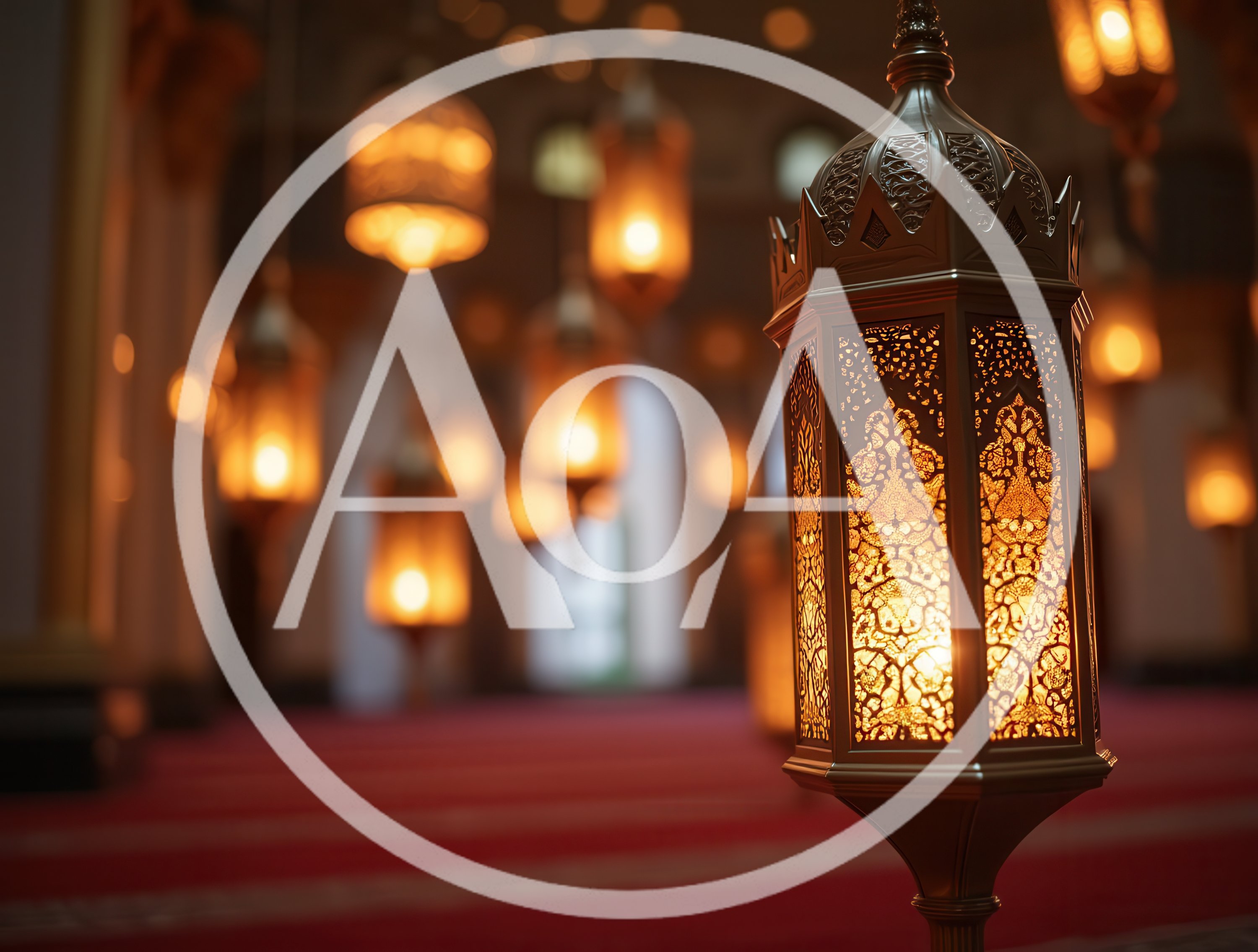 Ornate Islamic Lanterns Hanging in a Mosque