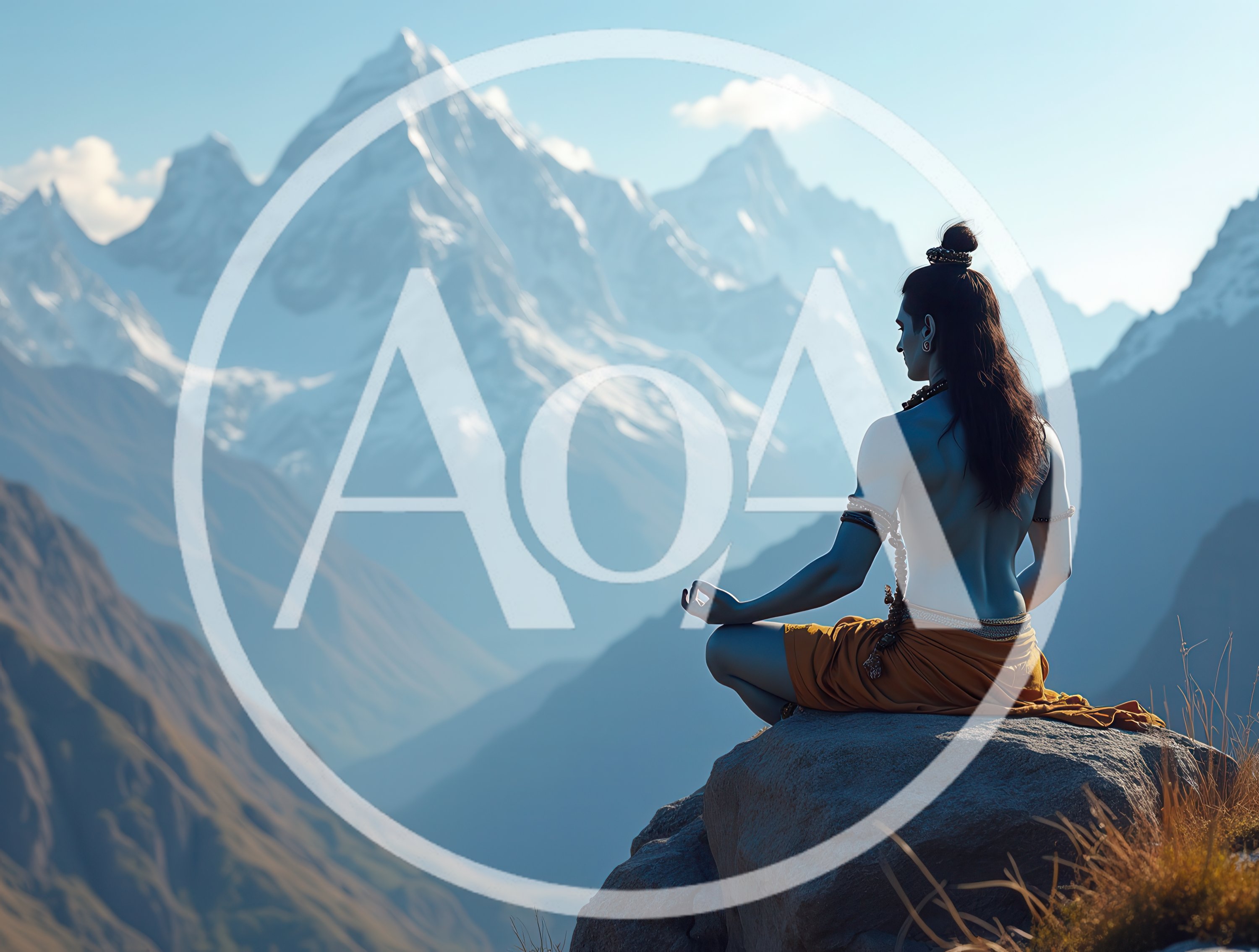 Lord Shiva Meditating on Himalayan Mountain Peak
