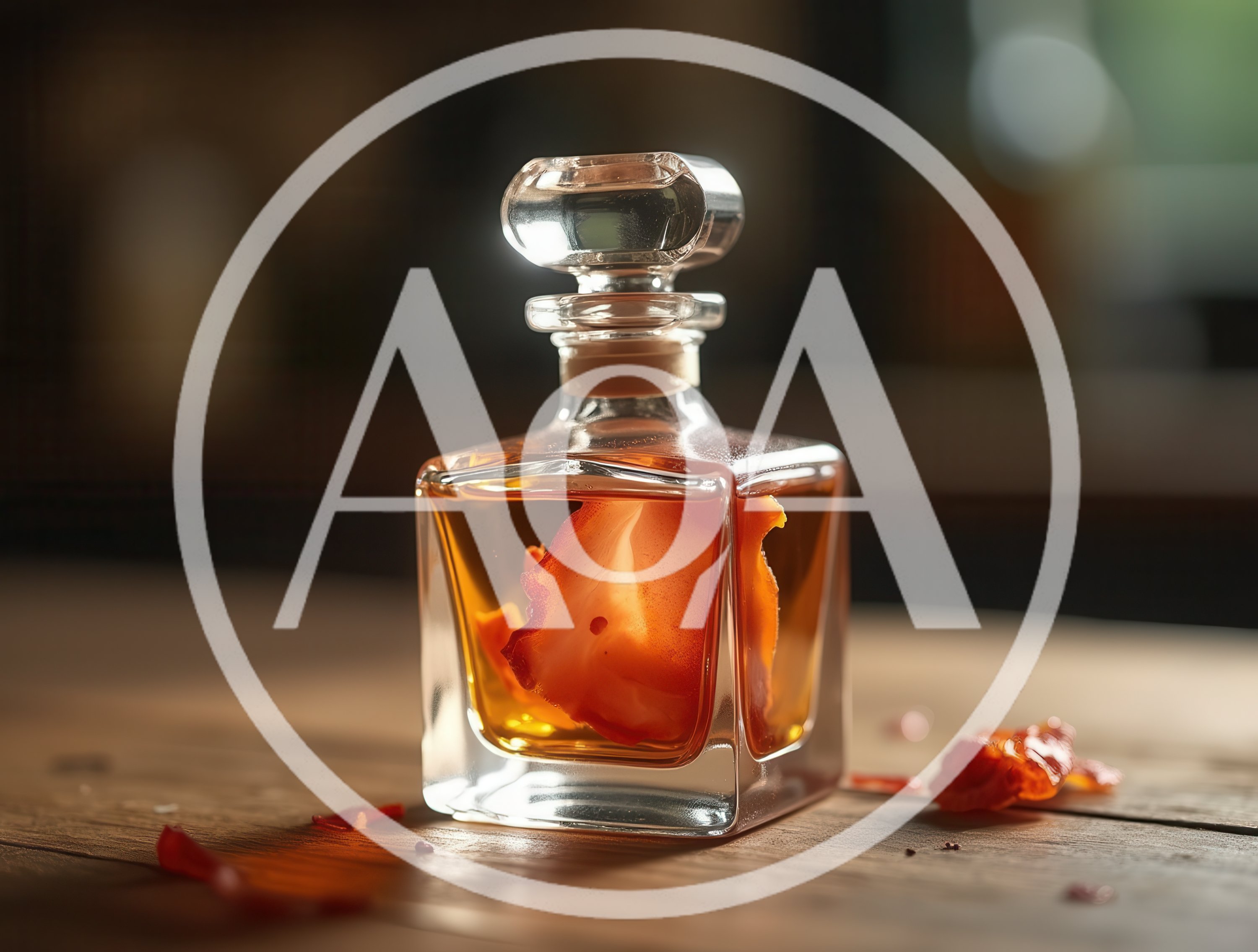 Glass Decanter With Infused Amber Liquid And Chili